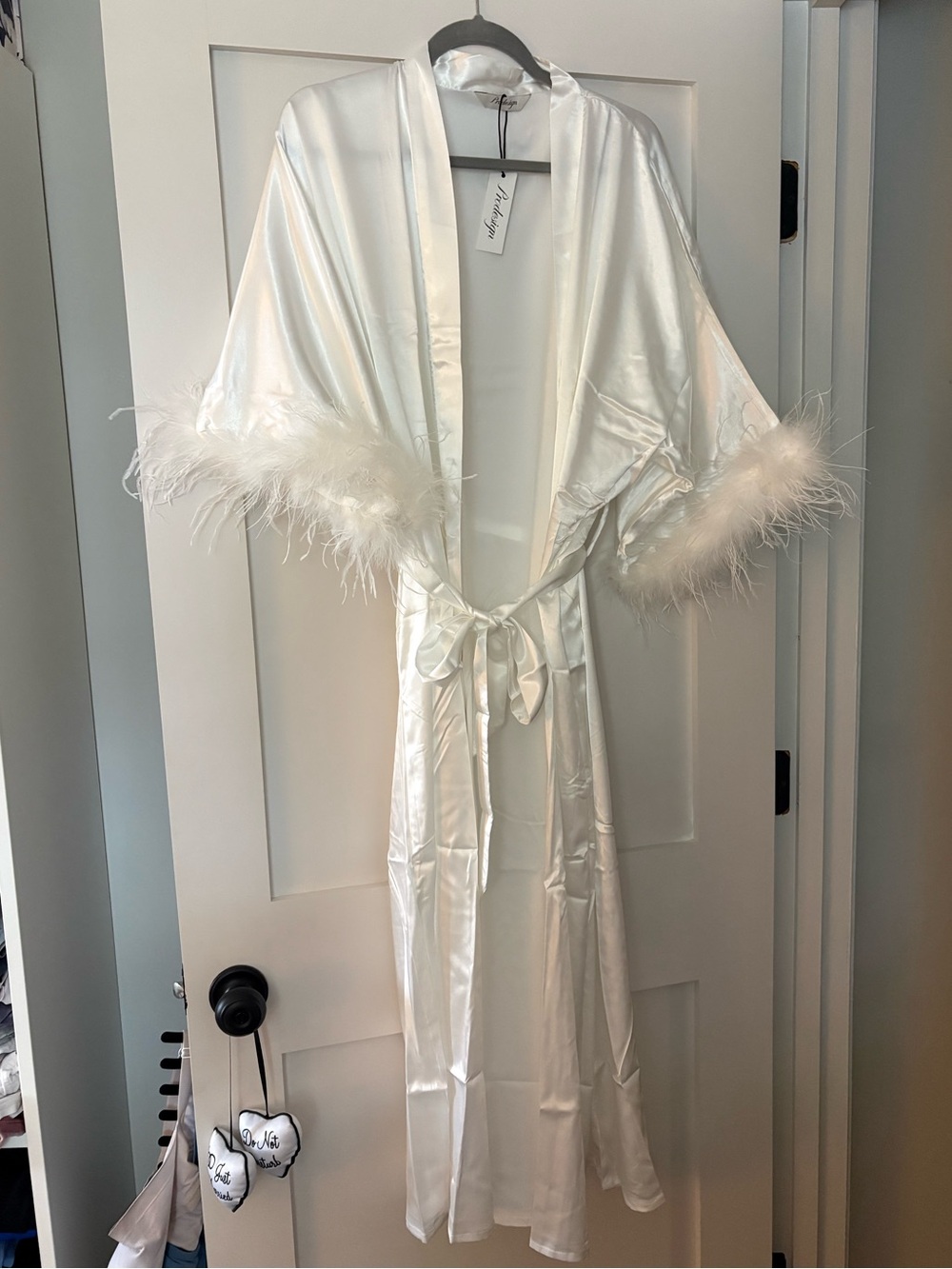 White Long Satin Robe